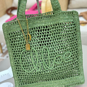 CHLOÉ SOMMER-BANANEN-TASCHE AUS RAPHIA