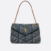 SAC PUFFER LOULOU EN DENIM VINTAGE MATELASSÉ