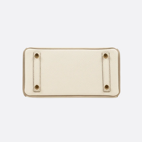 HERMÈS BIRKIN 25 HSS CRAIE/GRIS TOURTERELLE AUS TOGO-LEDER MIT GEBÜRSTETER GOLDENER HARDWARE